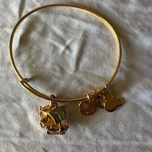Alex & Ani Peter Pan Gold Charm Bangle Bracelet with Ship and Mickey Charms